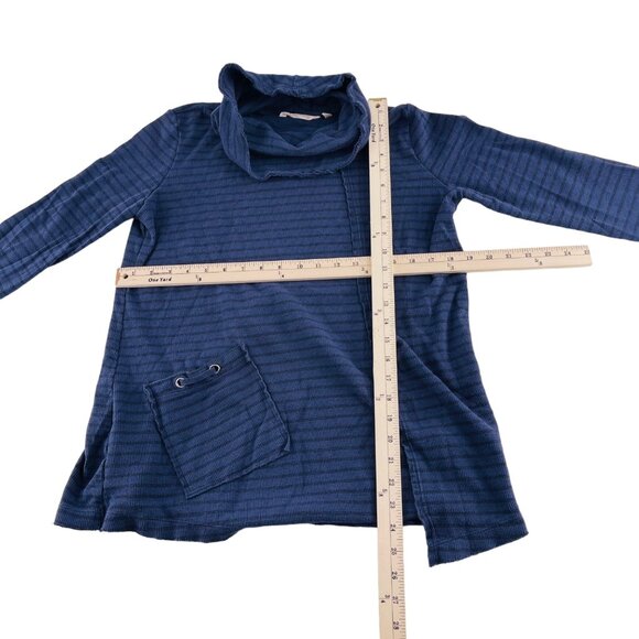 Blue Surroundings Womens Medium Ribbed Knit Cowl Neck Pullover Top With Pocket - Picture 5 of 6